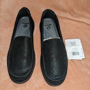 Crocs Walu shimmer suede black loafer size 11